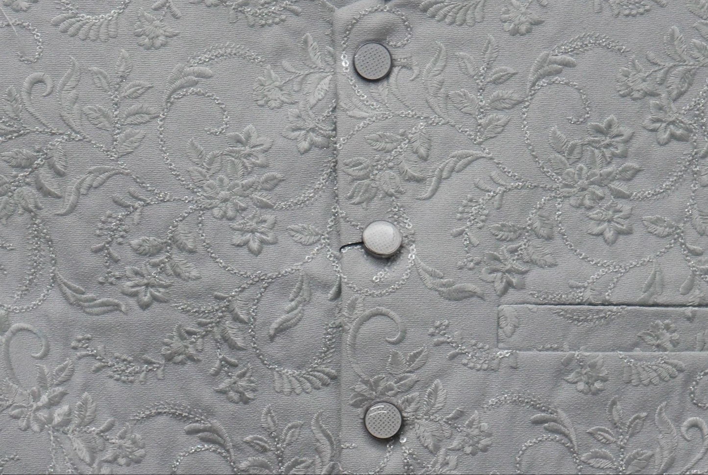 Men's Sequin Embroidery Jamawar Silver Thread Motif Design Waistcoat Fabric