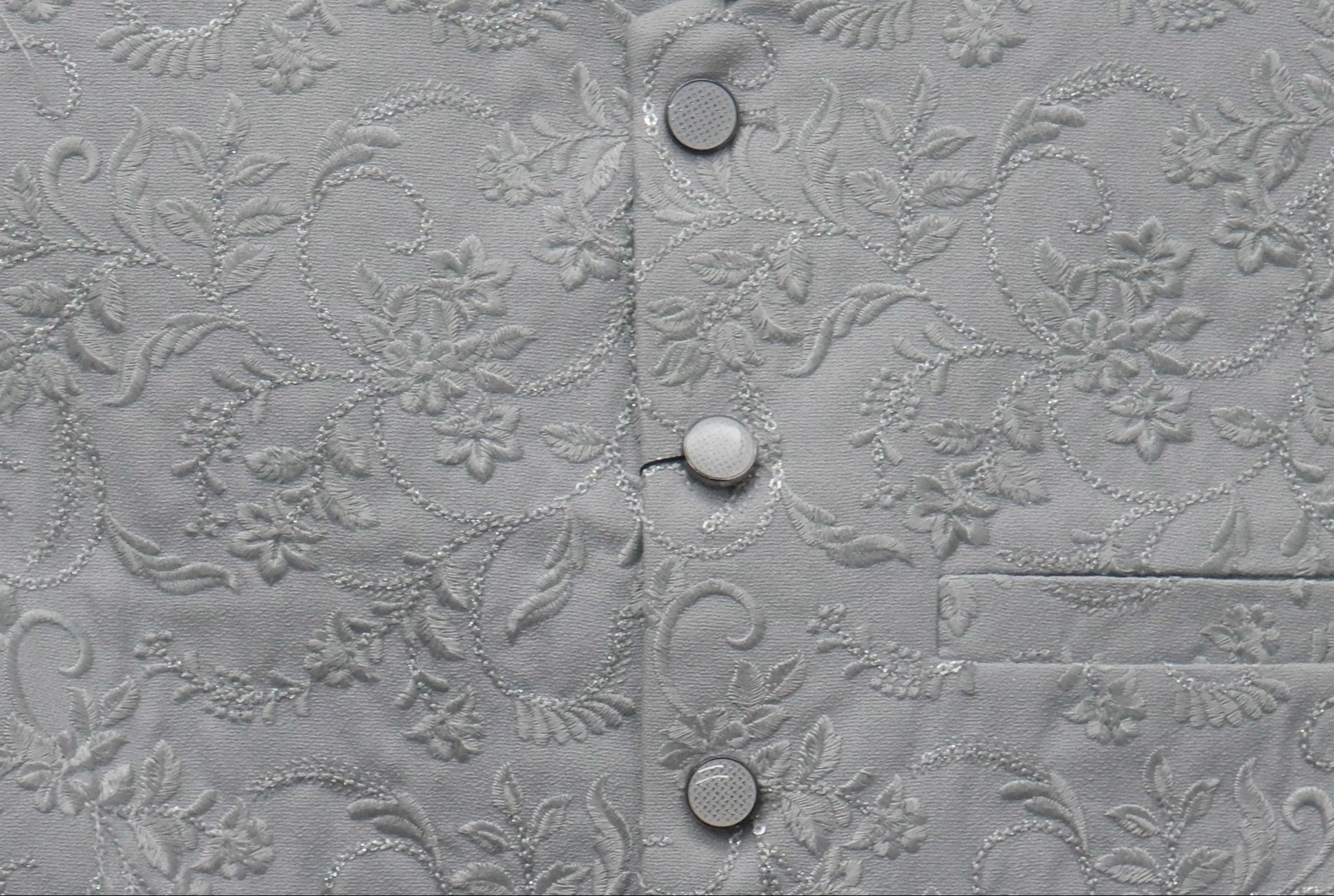Men's Sequin Embroidery Jamawar Silver Thread Motif Design Waistcoat Fabric