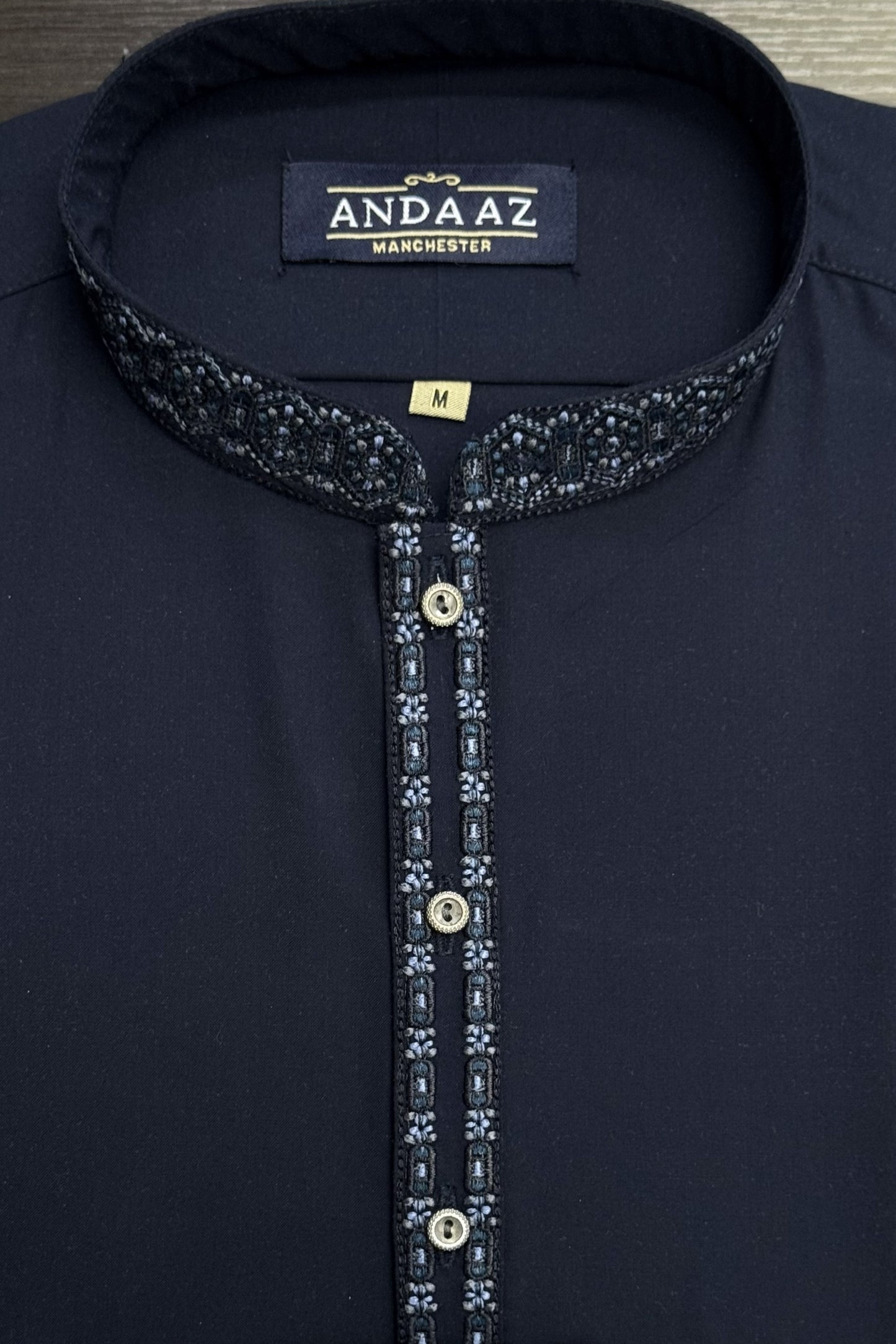 Men's Shalwar Kameez Navy with New Multi Colour Split Placket Embroidery