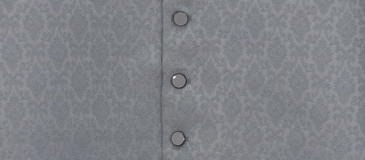 Men's Silver Grey Diamond Design Jamawar Waistcoat Fabric