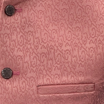Men's Swirl Design Pastel Pink Jamawar Waistcoat Close Up