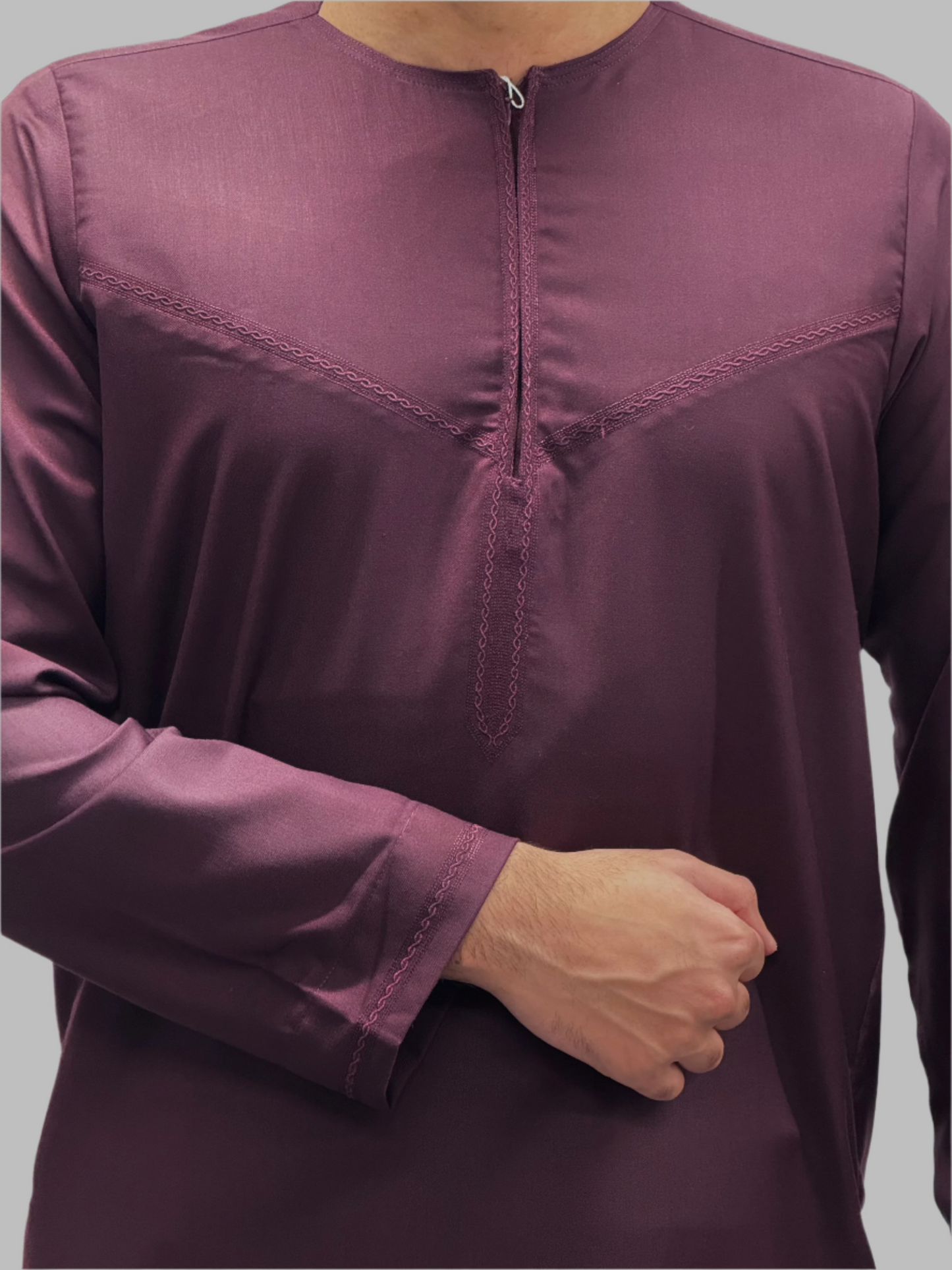 Men's Zayd Thobe Winter Material Burgundy Close Up