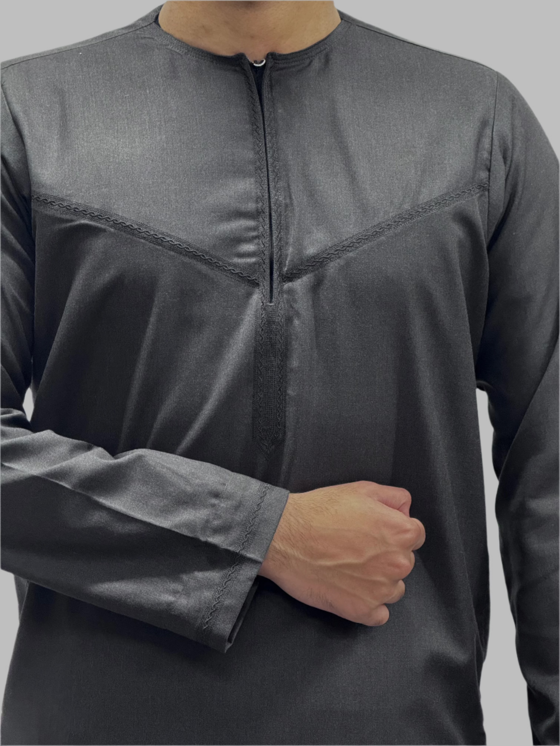 Men's Zayd Thobe Winter Material Charcoal Close Up