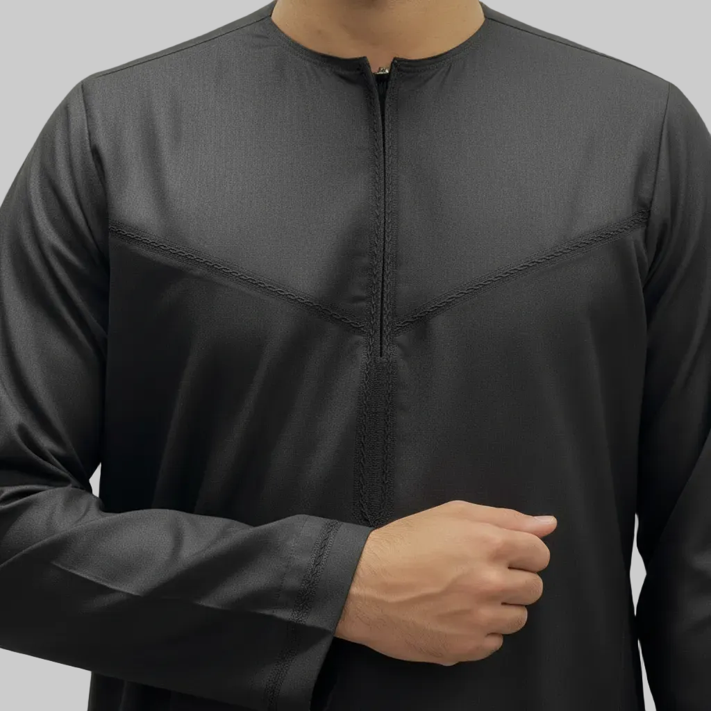 Men's Zayd Thobe Winter Material Charcoal Close Up