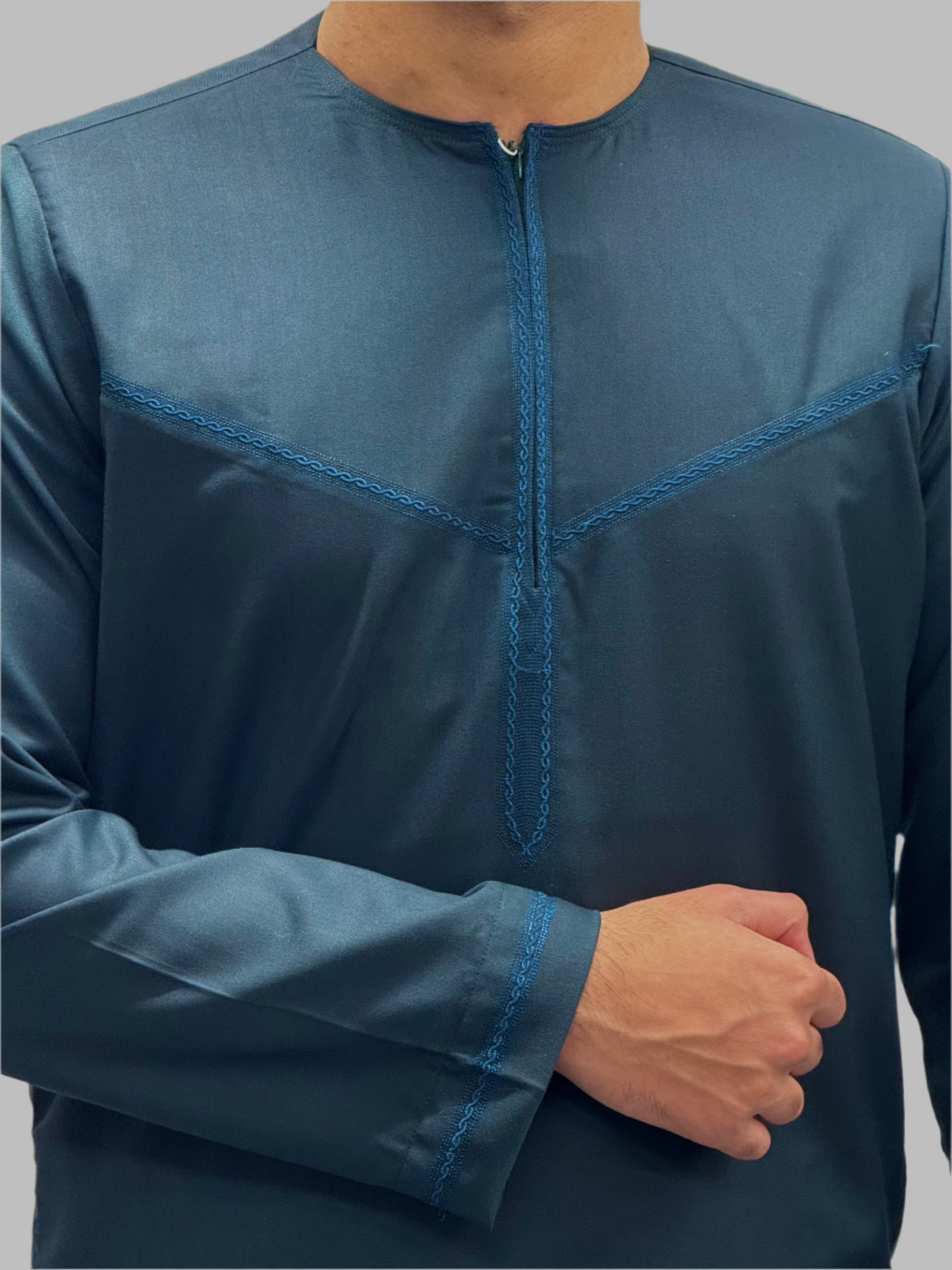 Men's Zayd Thobe Winter Material Dark Teal Close Up