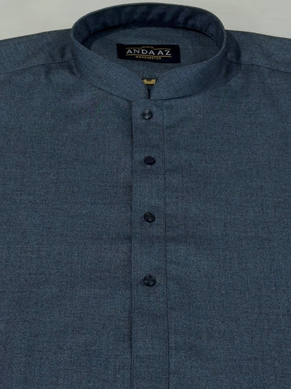 Men's Shalwar Kameez Merino Wool Blended Winter Material - Blue Grey