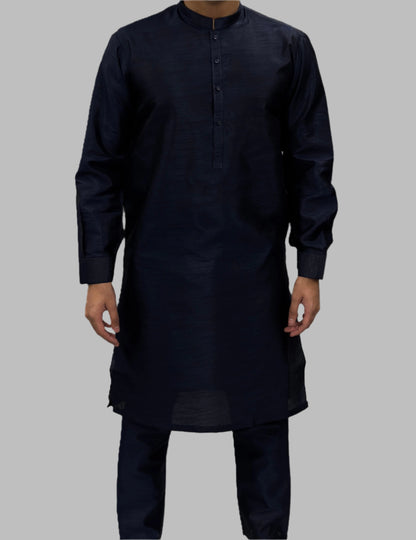 Men's Navy Plain Silky Trouser Suit