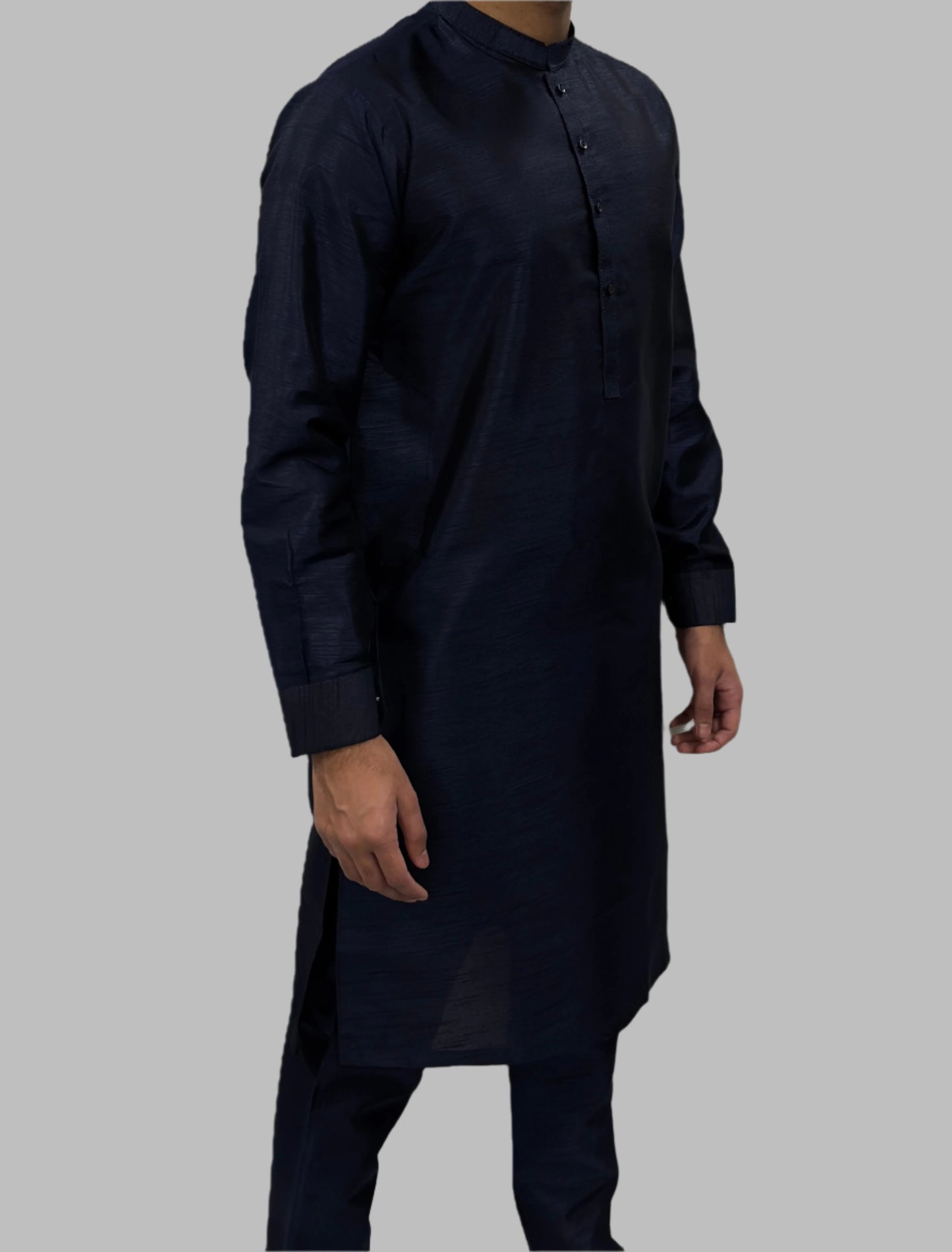 Men's Navy Plain Silky Trouser Suit