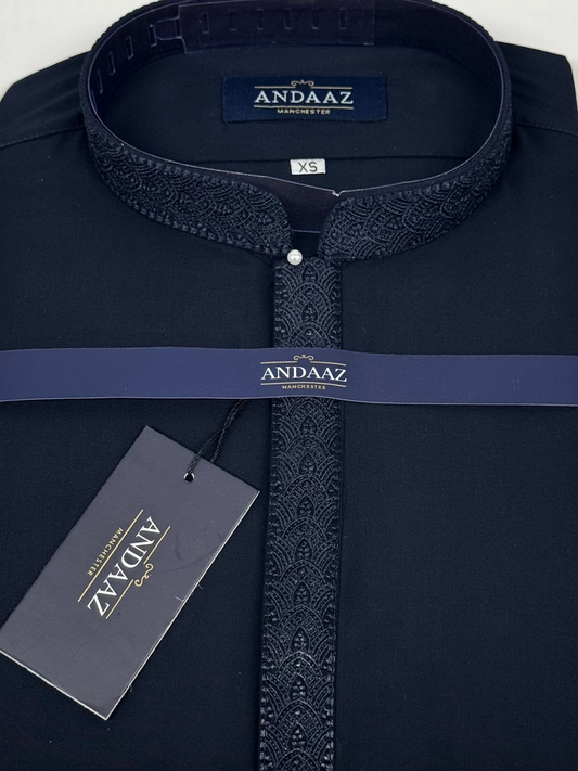 Navy with Navy Placket Embroidery