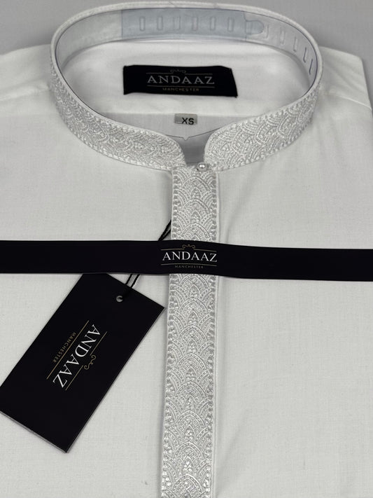 Off White with Off White Placket Embroidery