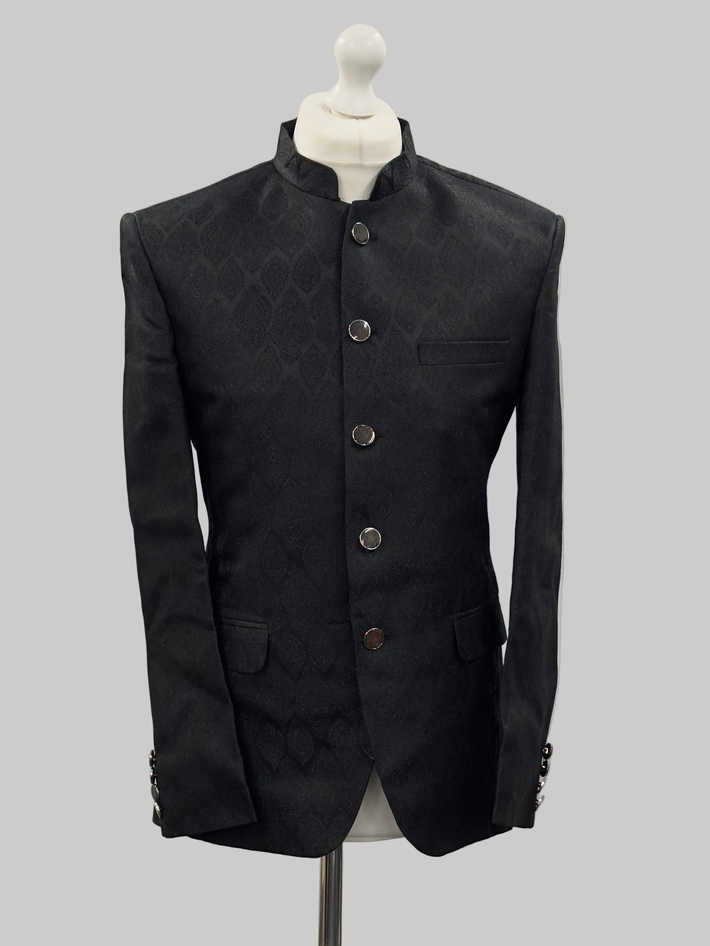Paisley Diamond Black Jamawar Prince Coat Jacket