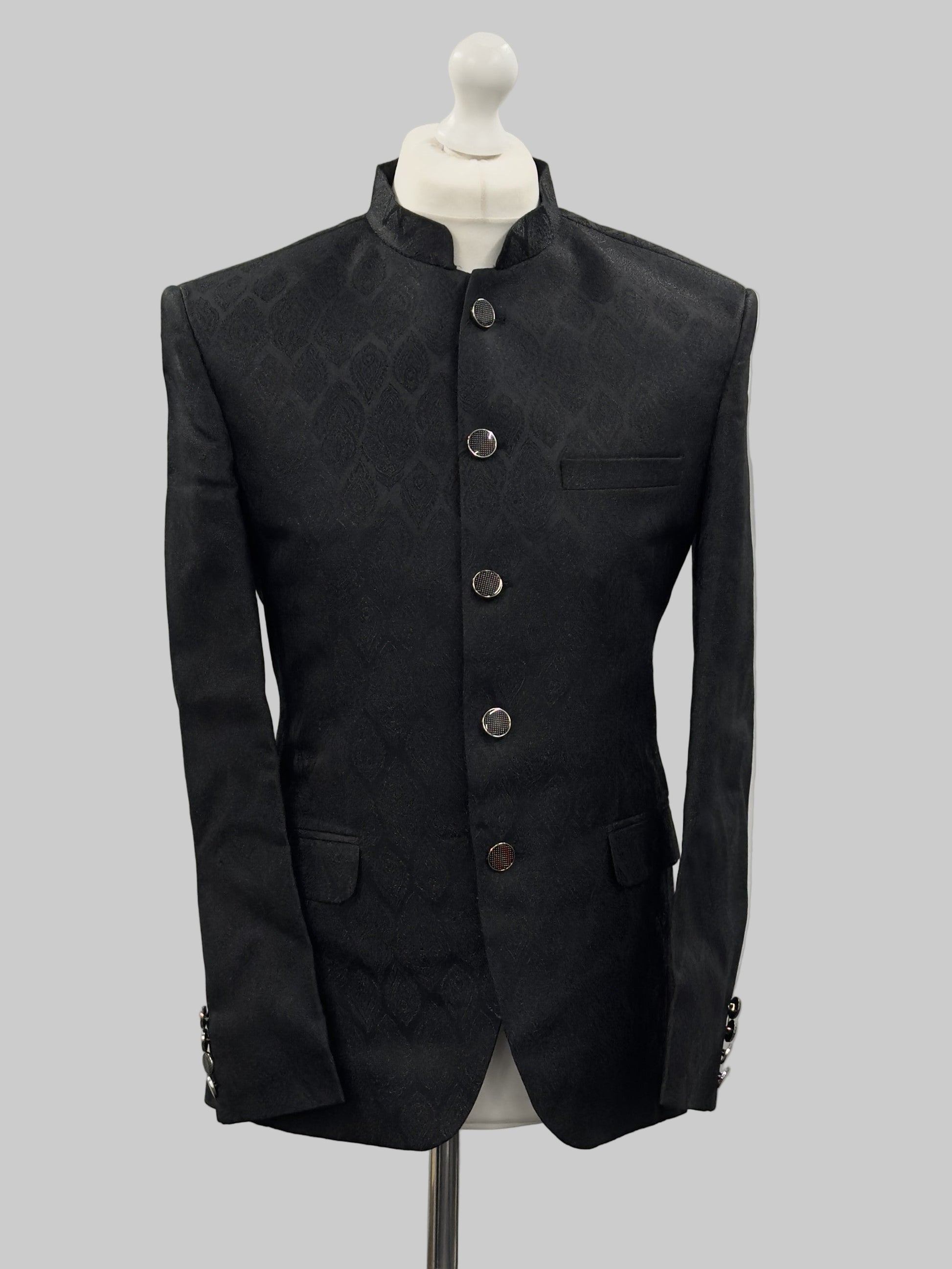 Paisley Diamond Black Jamawar Prince Coat Jacket