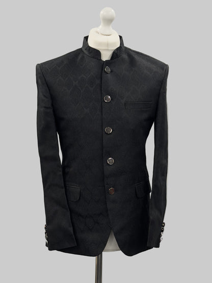 Paisley Diamond Black Jamawar Prince Coat Jacket