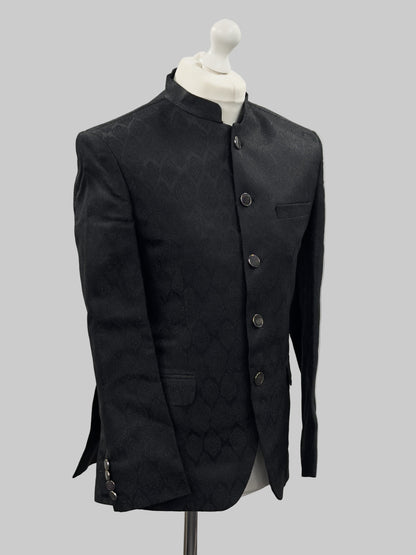 Paisley Diamond Black Jamawar Prince Coat Jacket Side