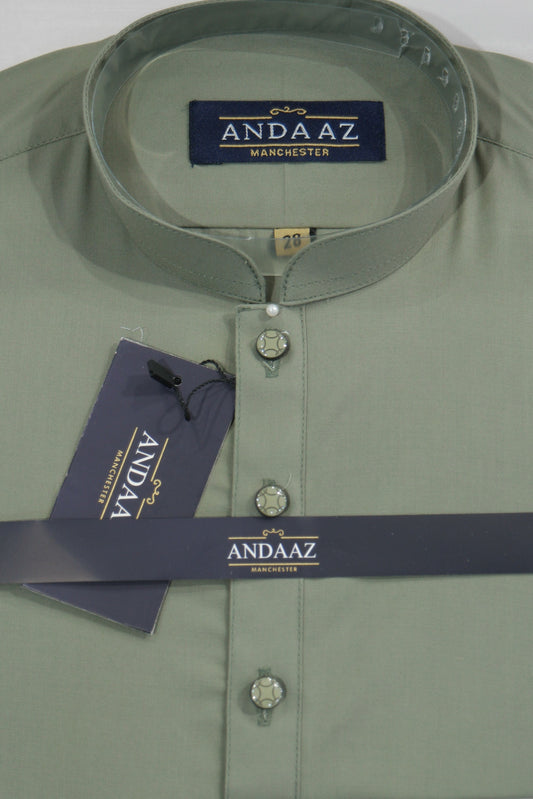 Premium Shalwar Kameez Plain - Dark Sage Green