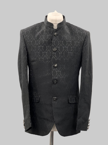 Prince Coat Black Royal Diamond Design