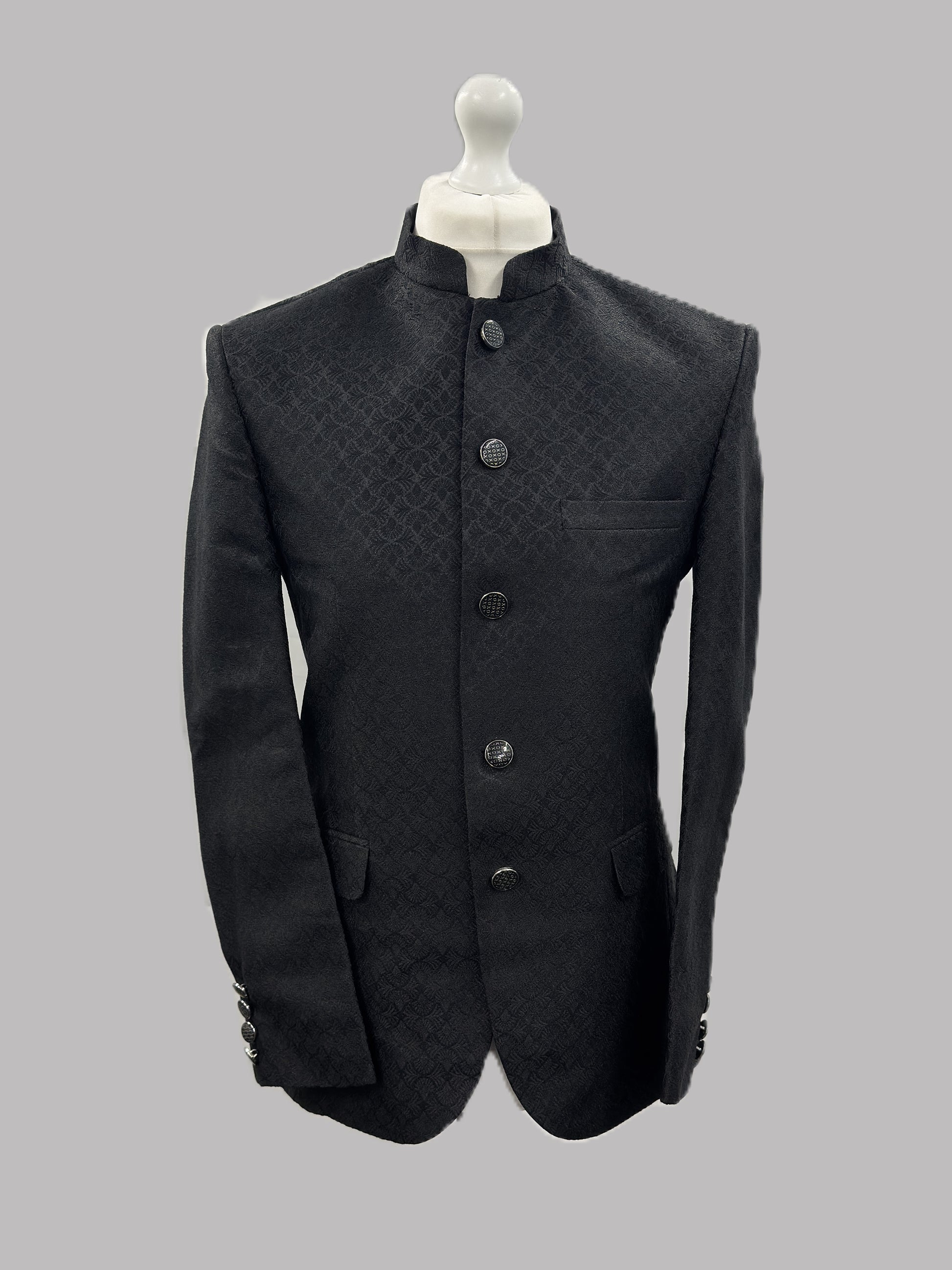 Prince Jacket Jamawar Black Small Fan Design