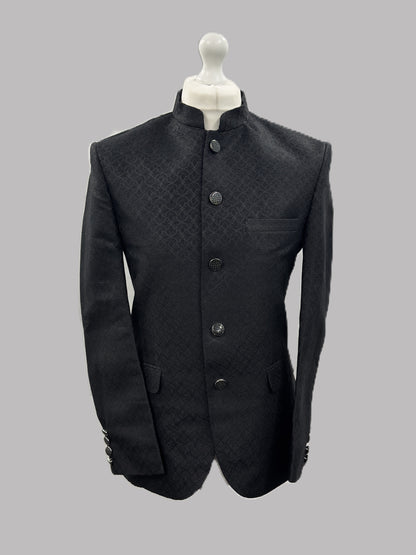 Prince Jacket Jamawar Black Small Fan Design