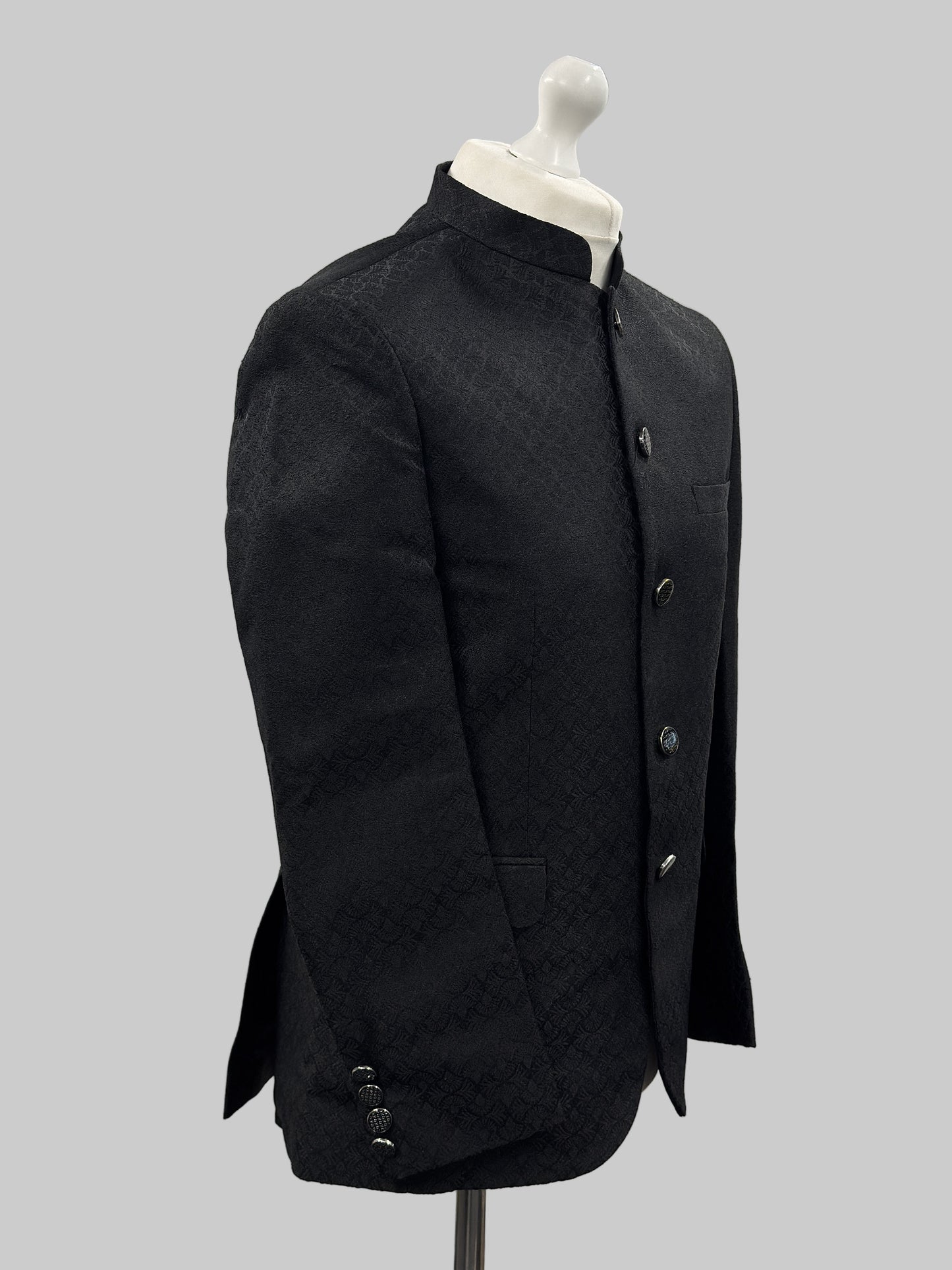 Prince Jacket Jamawar Black Small Fan Design Side