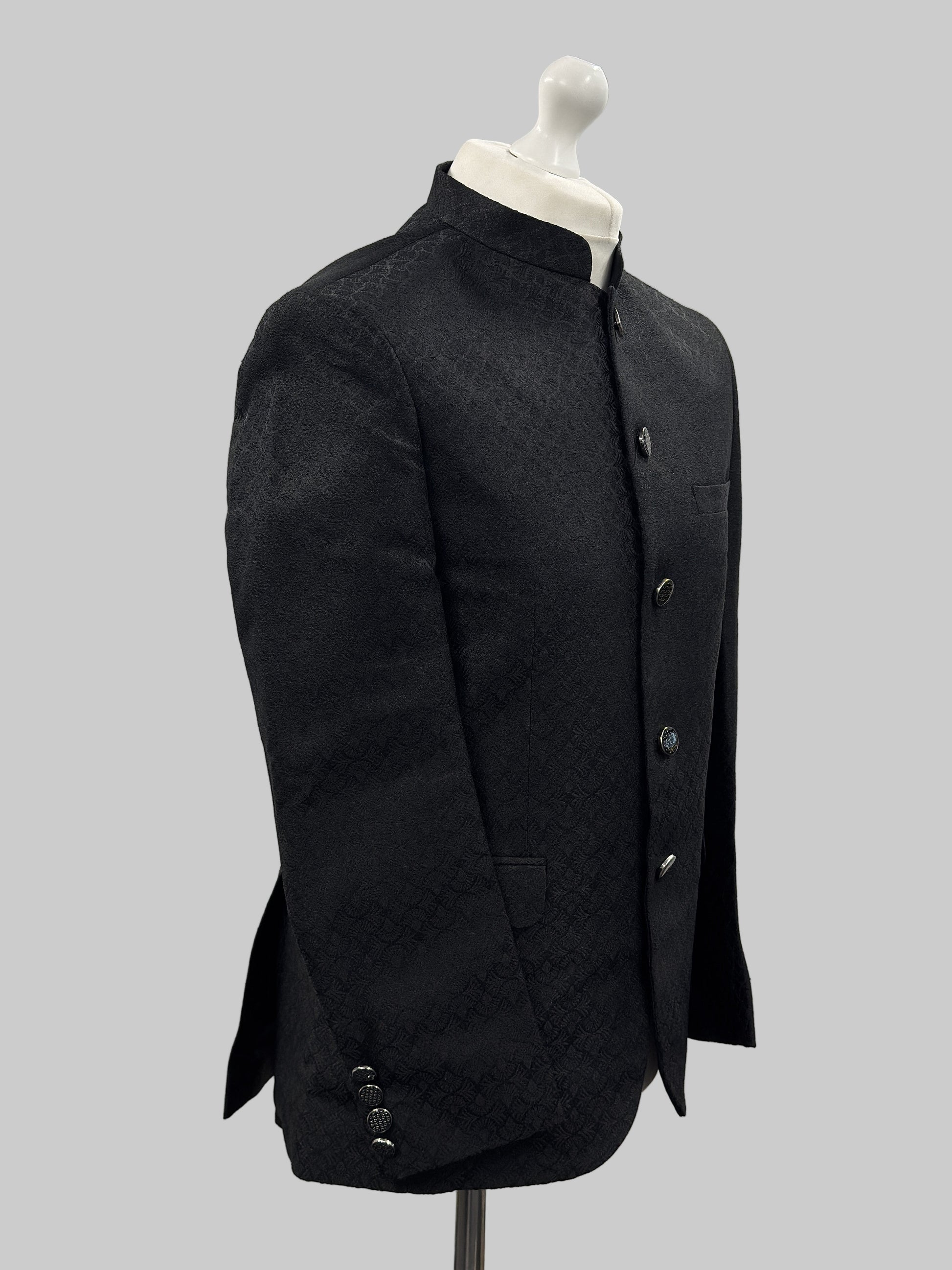 Prince Jacket Jamawar Black Small Fan Design Side