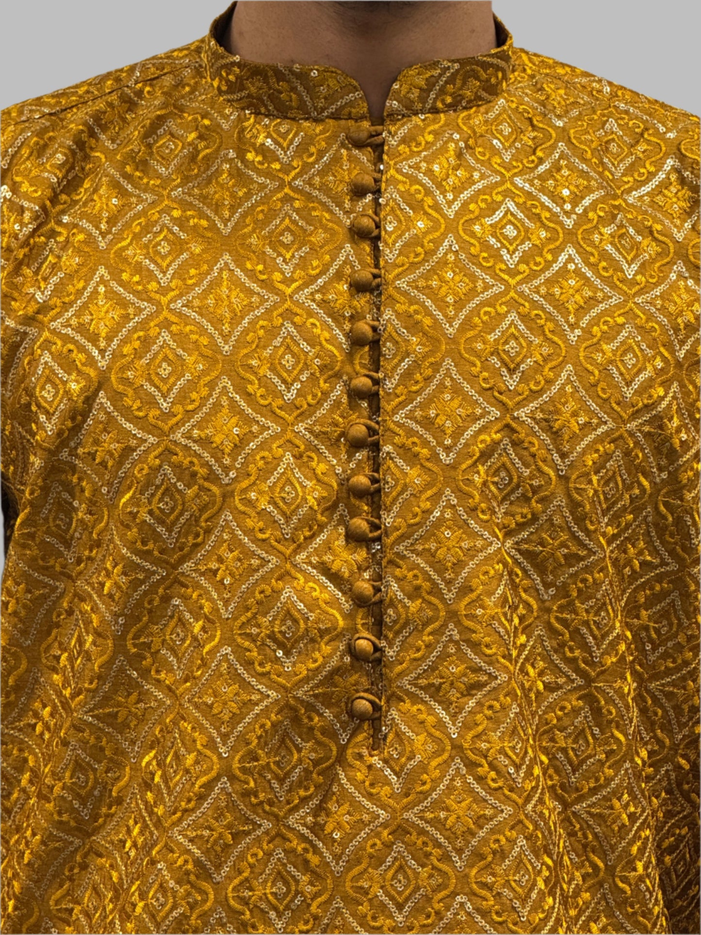 Rusty Brown Sequin Embroidery Close Up