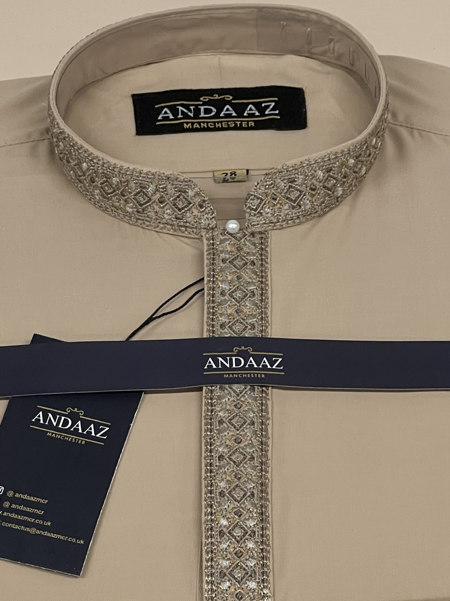 Shalwar Kameez Beige Multi Colour Placket Embroidery