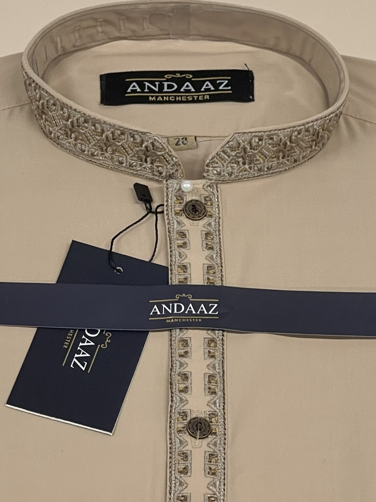 Shalwar Kameez Beige Multi Colour Split Placket Embroidery