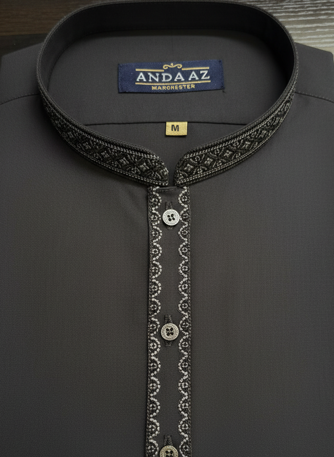 Shalwar Kameez Charcoal Split Placket