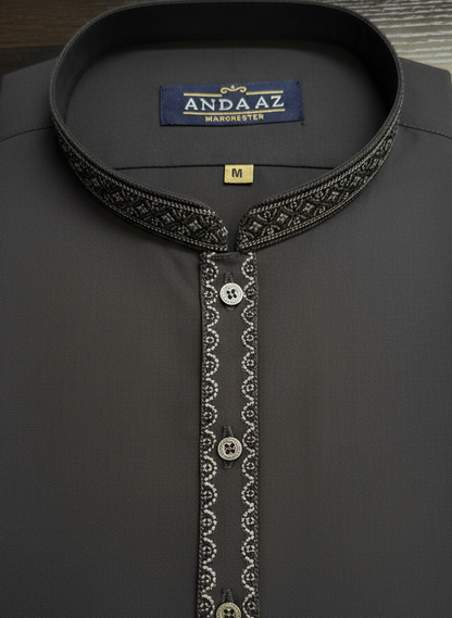 Shalwar Kameez Charcoal Split Placket