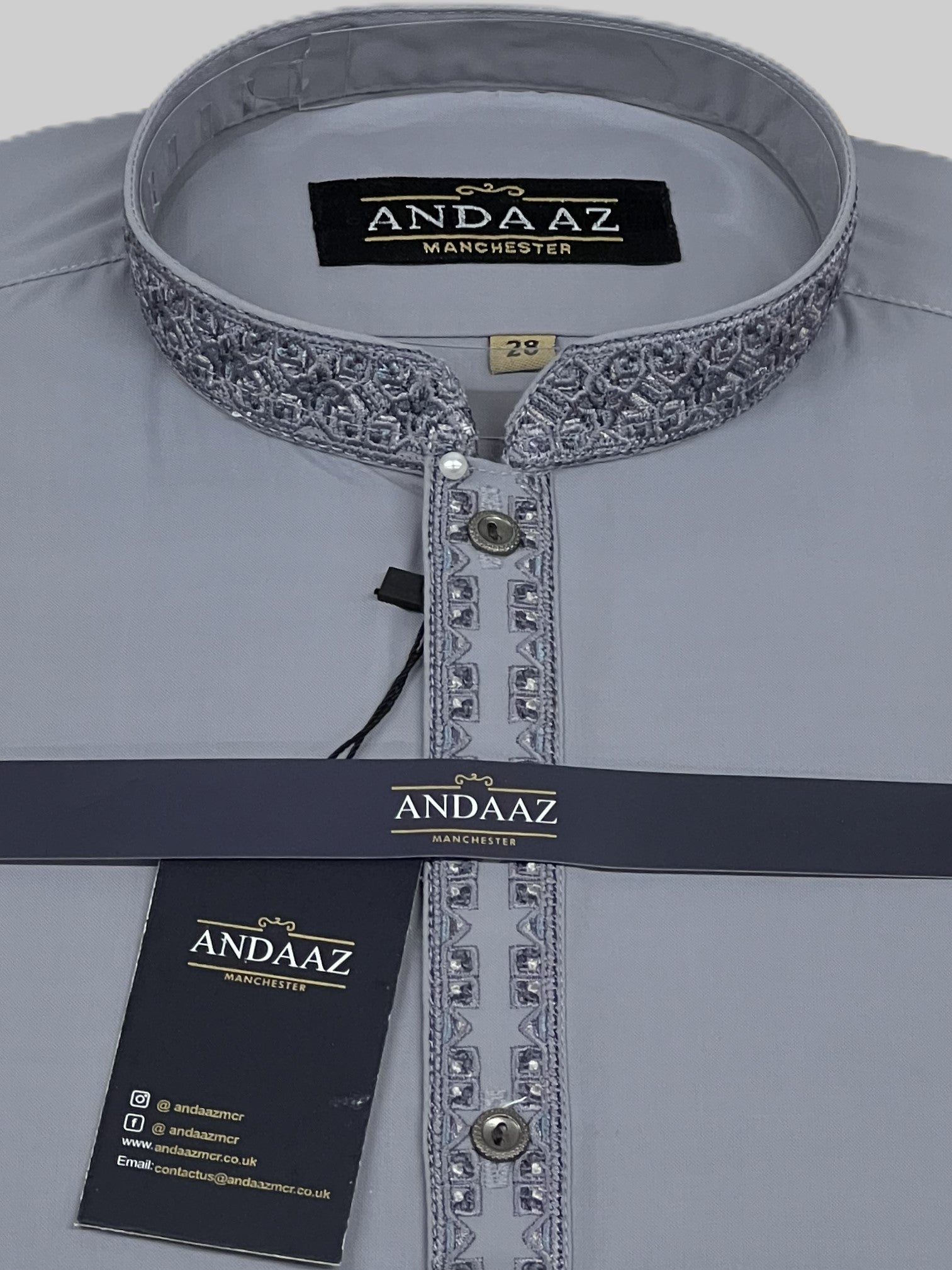 Shalwar Kameez Cloud Grey Multi Colour Split Placket Embroidery