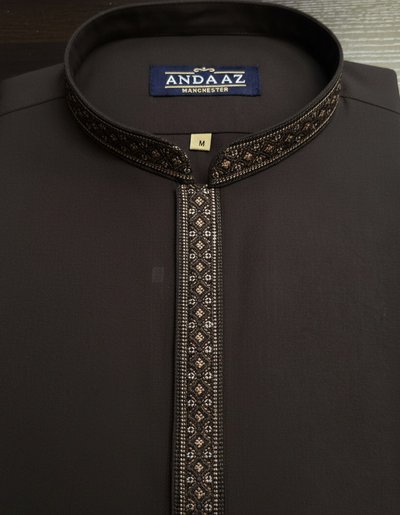 Shalwar Kameez Dark Brown Placket