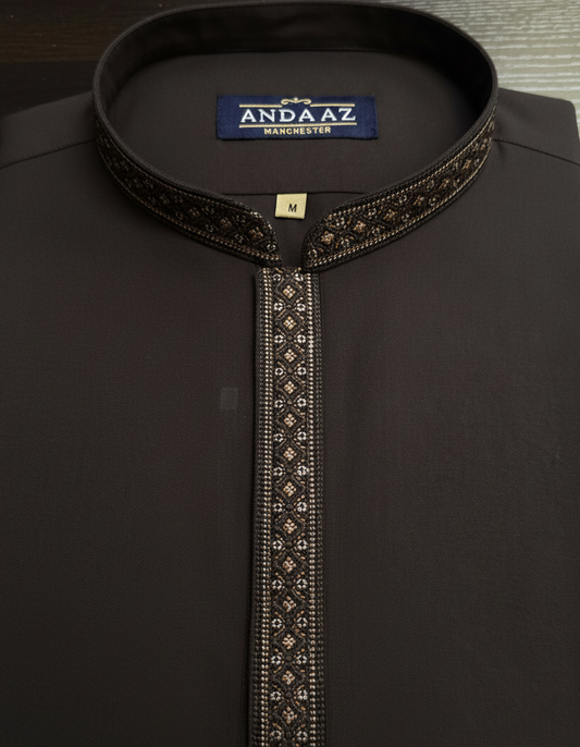 Shalwar Kameez Dark Brown Placket