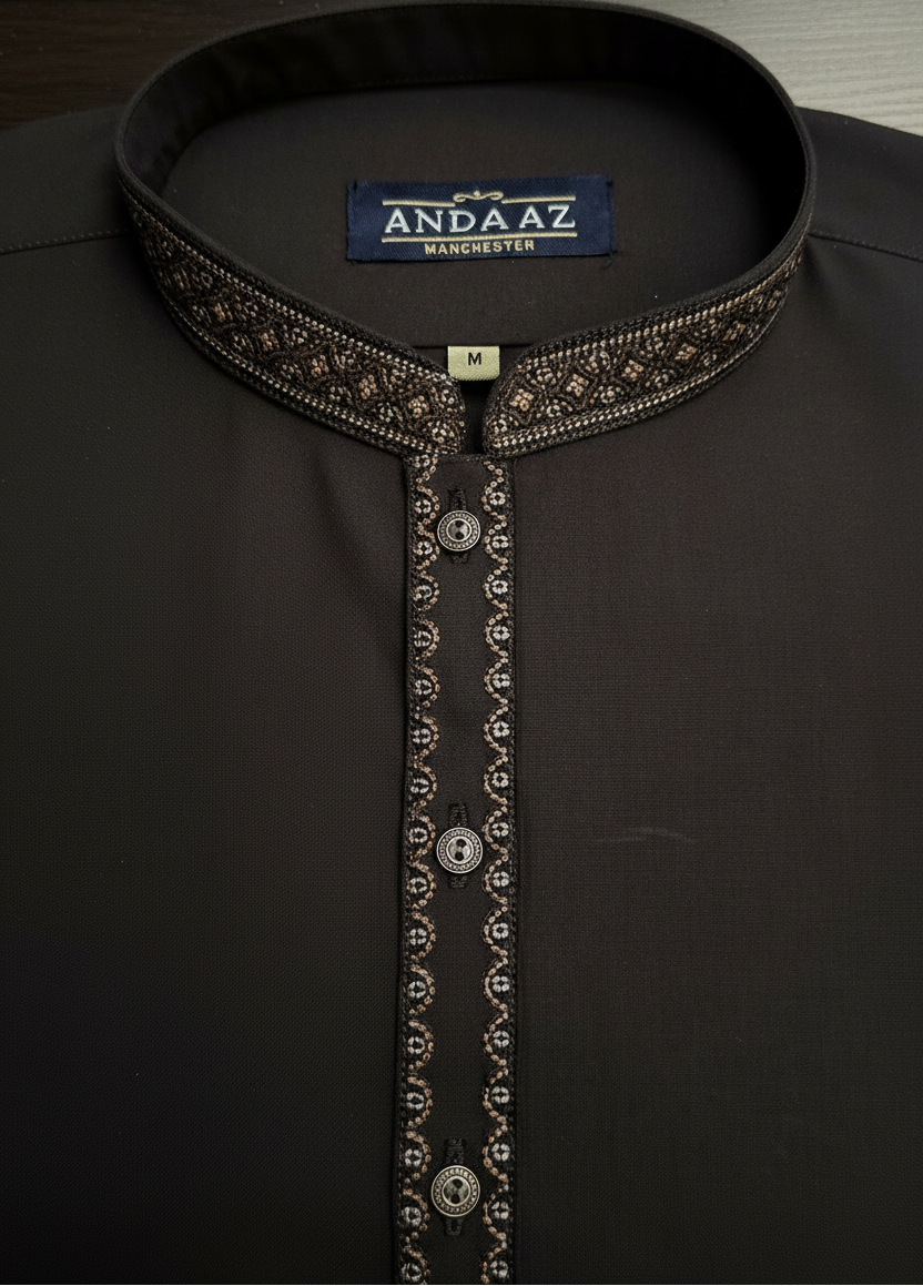 Shalwar Kameez Dark Brown Split Placket