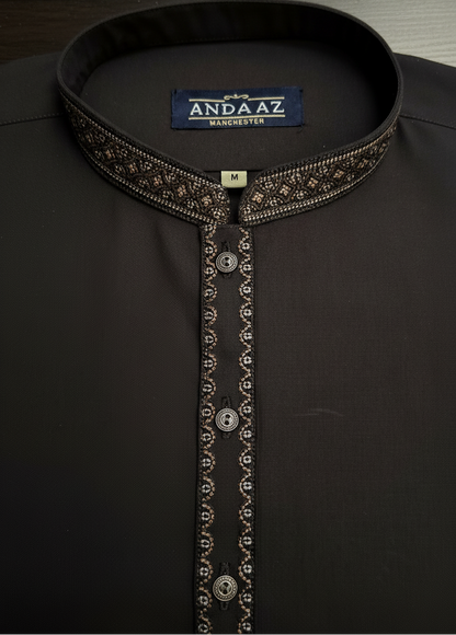 Shalwar Kameez Dark Brown Split Placket