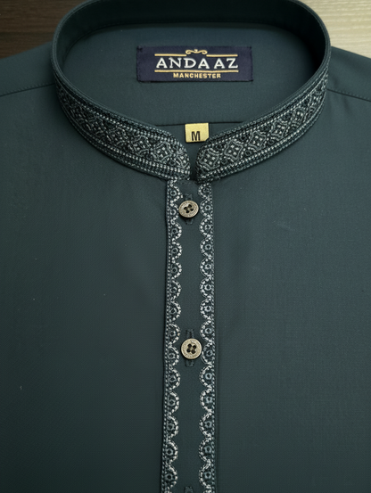 Shalwar Kameez Dark Teal Split Placket