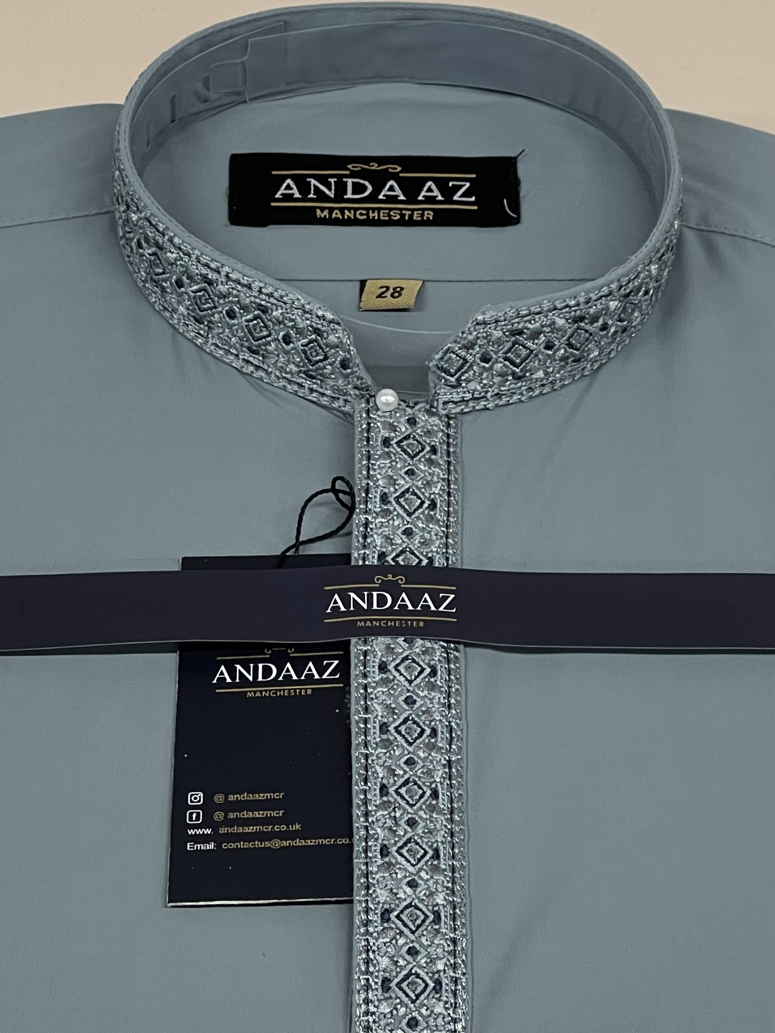 Shalwar Kameez Duck Egg Blue Multi Colour Placket Embroidery