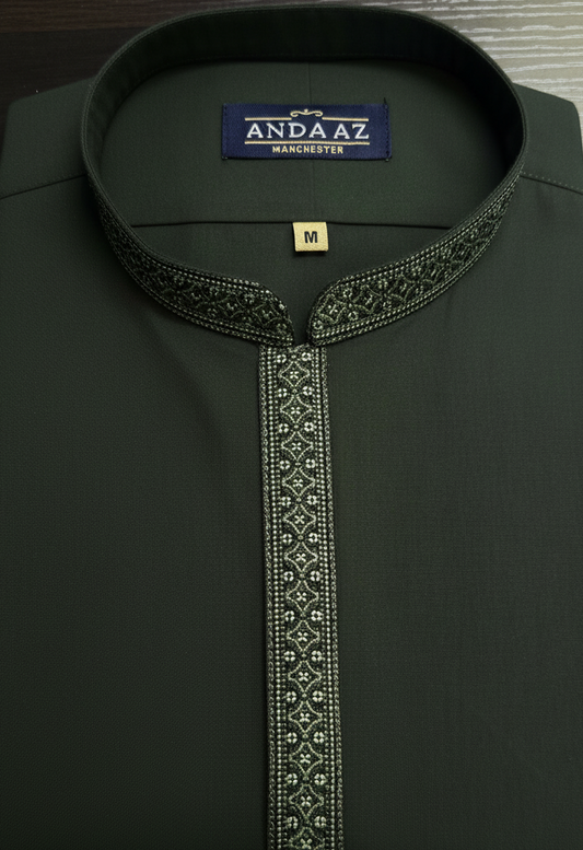 Shalwar Kameez Forest Green Placket