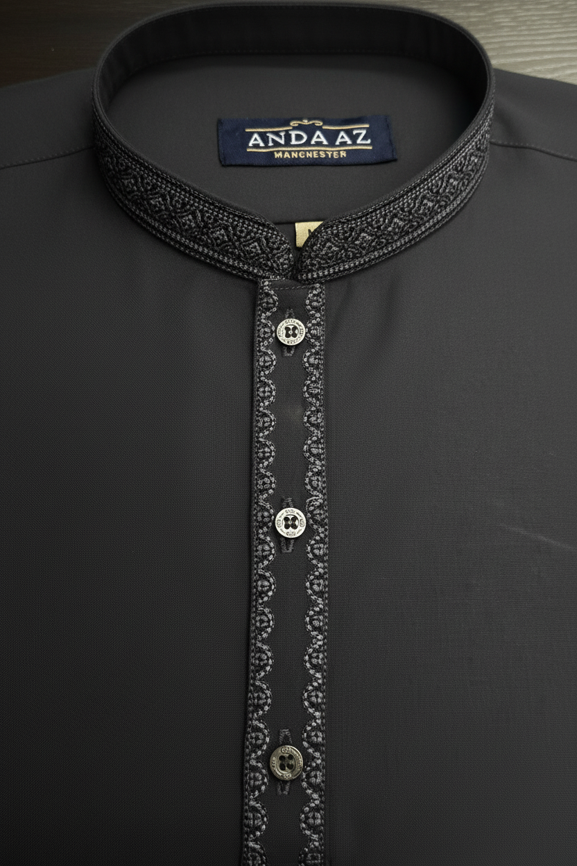 Shalwar Kameez Graphite Grey Split Placket