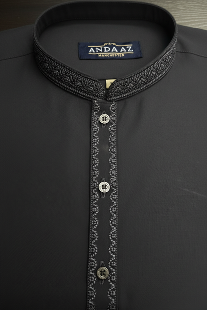Shalwar Kameez Graphite Grey Split Placket