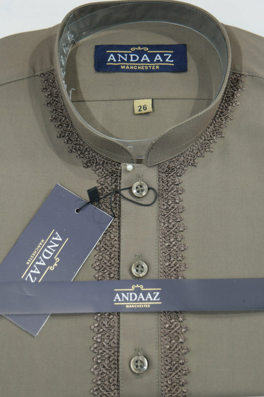 Shalwar Kameez Khaki Piyala Embroidery