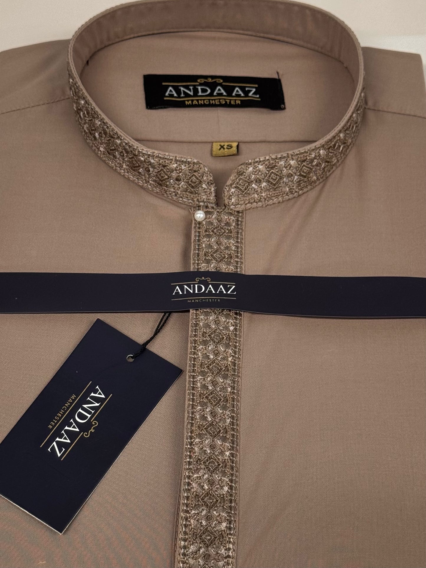 Shalwar Kameez Light Hazel with Multi Colour Placket Embroidery