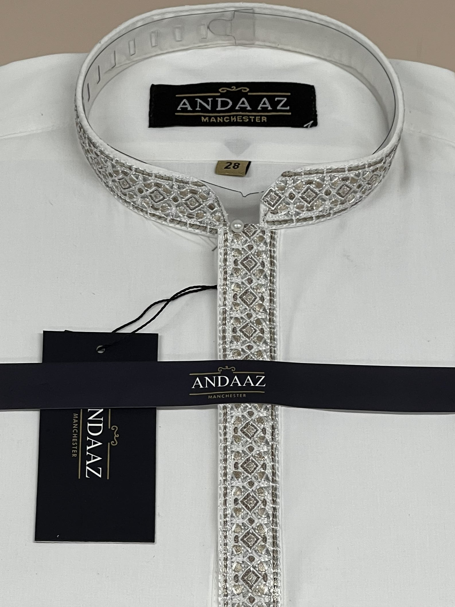 Shalwar Kameez Off White with Multi Colour Placket Embroidery