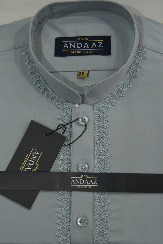 Shalwar Kameez Powder Grey Piyala Embroidery