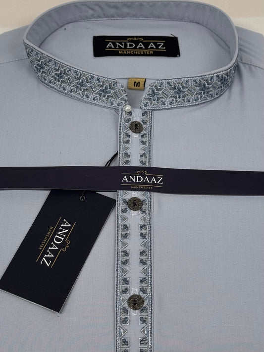 Shalwar Kameez Sky Blue Multi Colour Split Placket Embroidery