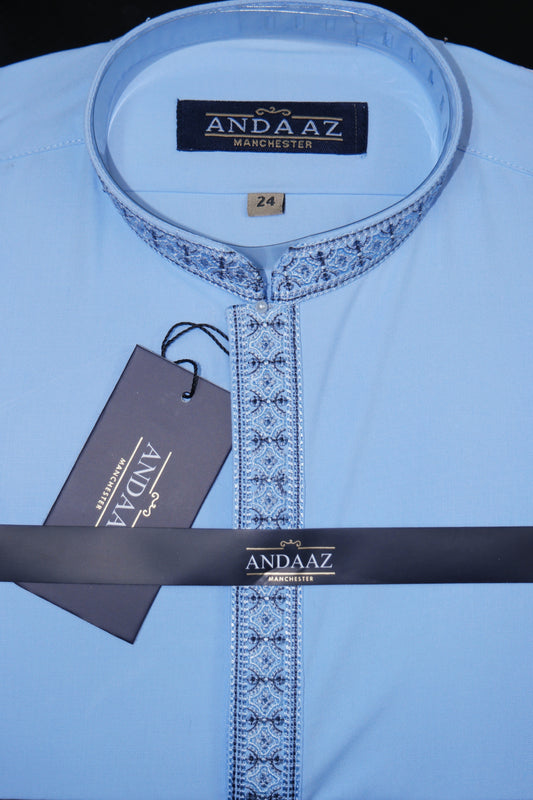 Shalwar Kameez Uniform Blue Multi Colour Placket Embroidery
