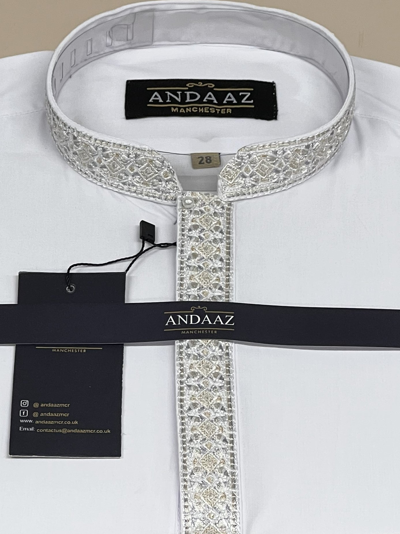 Shalwar Kameez White with Multi Colour Placket Embroidery