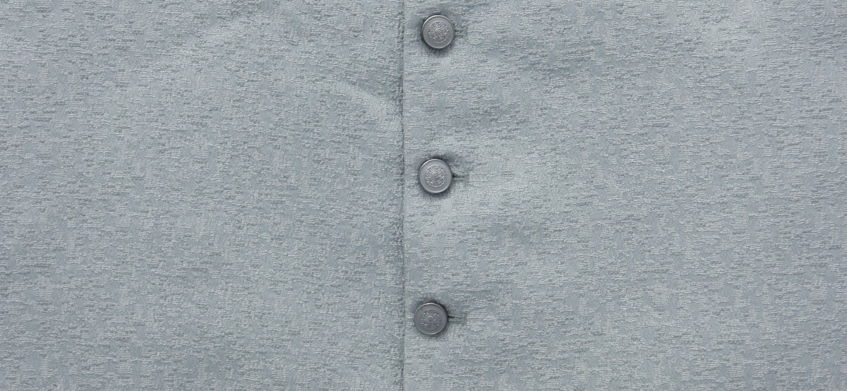 Boys Silver Stone Print Design Jamawar Waistcoat