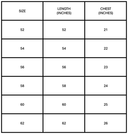 Thobe Al Harmain One Size Chart