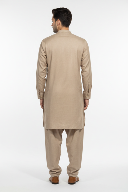 Back view with button cuffs and traditional shalwar