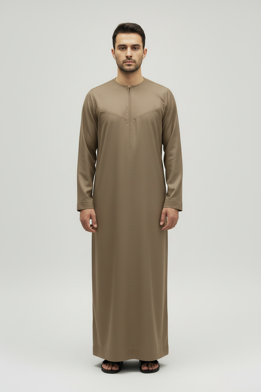 Beige Stone Zayd Thobe Front View
